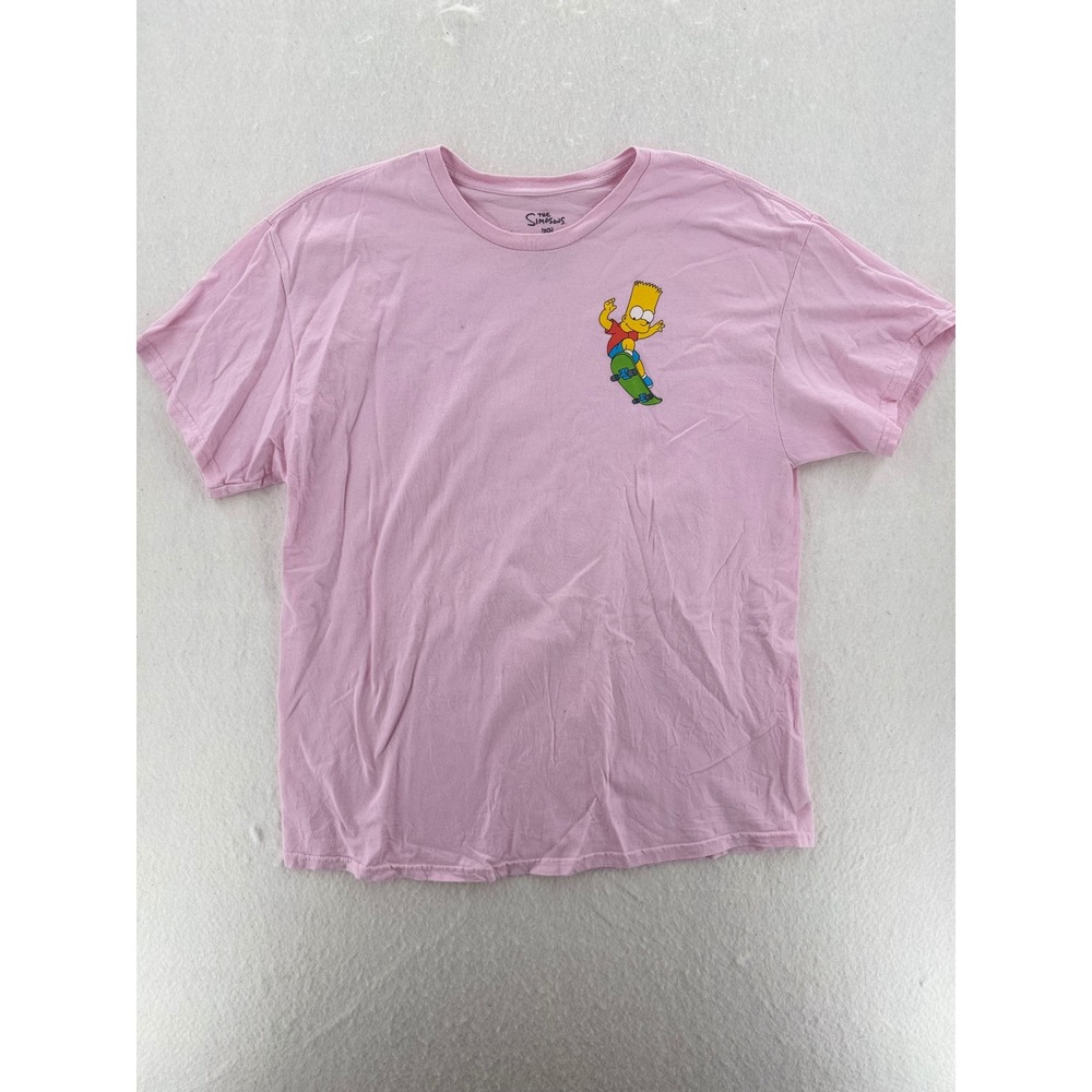 The Simpsons - Bart Simpson Skateboard Graphic Tee - Pink - XL -‎ Mens